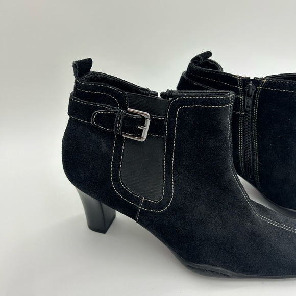 Aerosoles Black Ankle Suede Heeled Boots - Picture 7 of 8